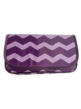 Thirty-One Purple Chevron Makeup Brush Organize Cosmetic Case Trifold Travel Kit